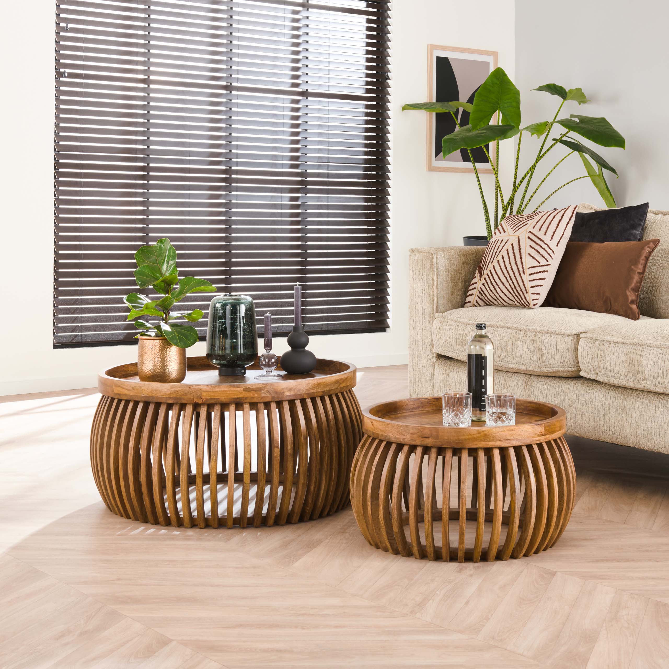 Salontafel Tweak Curve Set Van 2 Massief Mango Zand