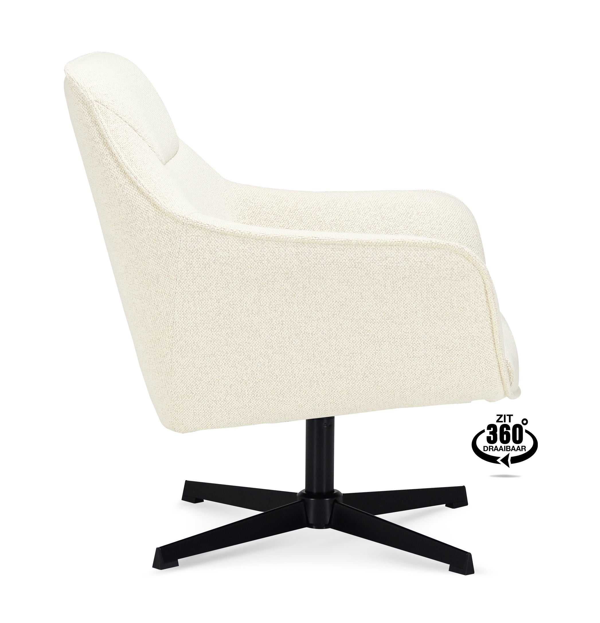 Fauteuil Ezra 360 Draaibaar Stof Mose Natural Legs Black