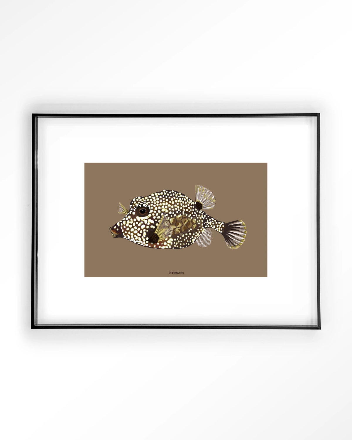 Bisou – koffervis illustratie – Art print – Acryl zwart