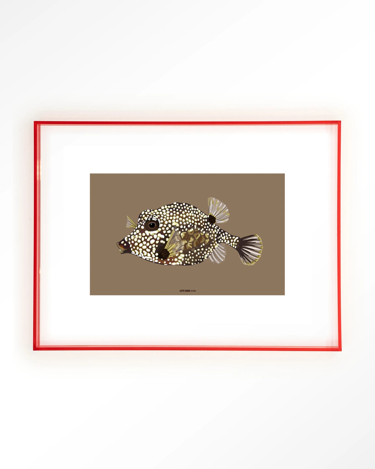 Bisou – koffervis illustratie – Art print – Acryl roze