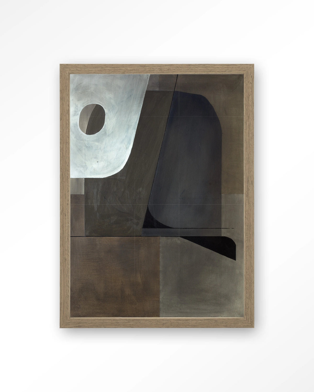 Sophisticated – abstract in grijs en bruin – Art print – Hout bruin