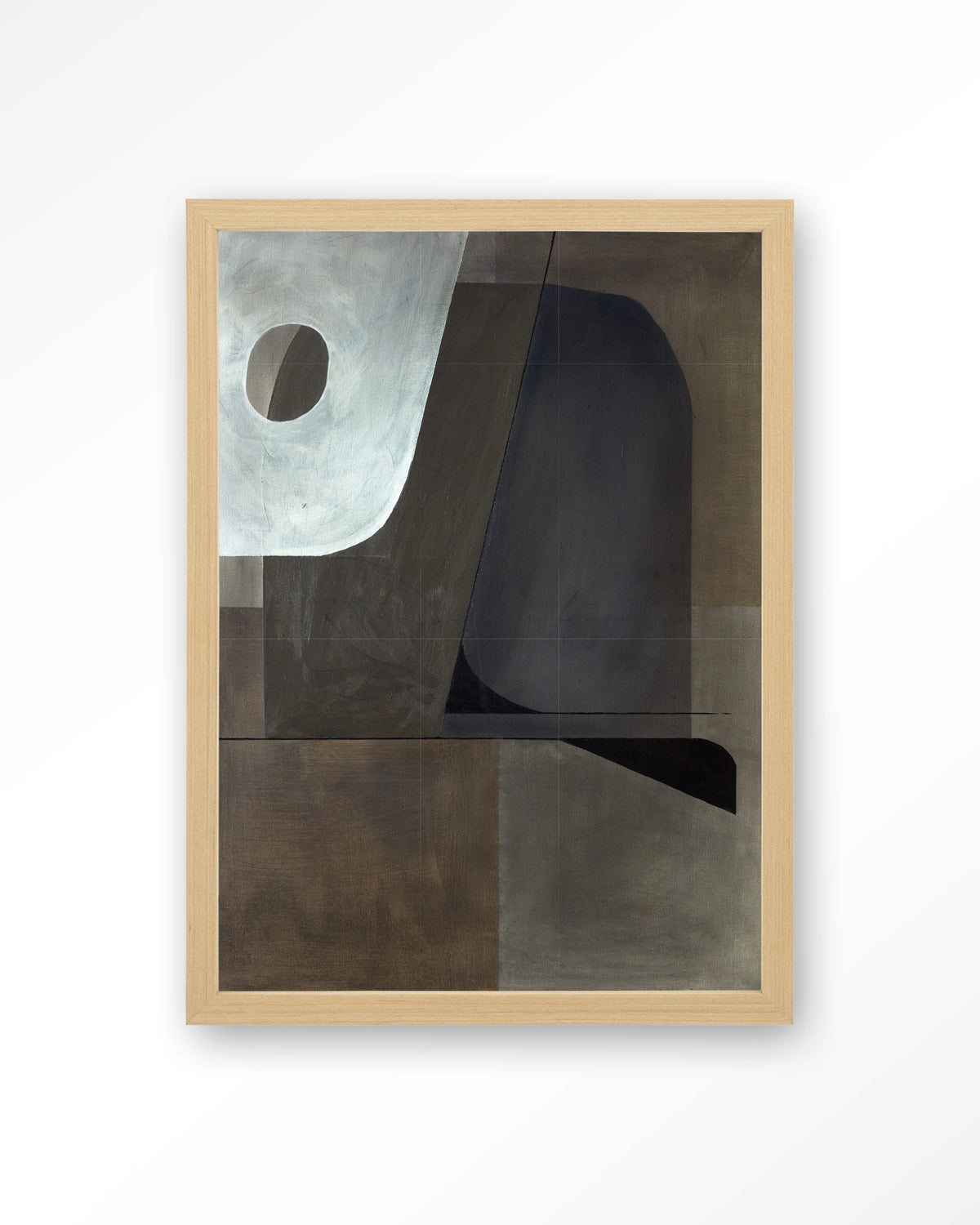 Sophisticated – abstract in grijs en bruin – Art print – Hout naturel