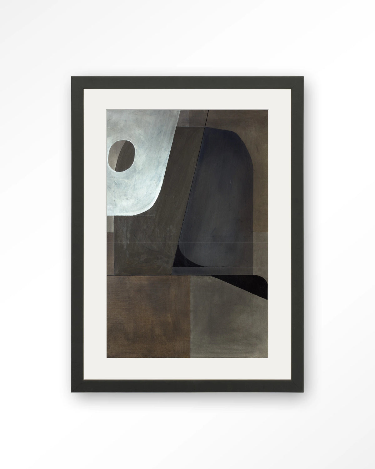 Sophisticated – abstract in grijs en bruin – Art print – Hout zwart + passe-partout