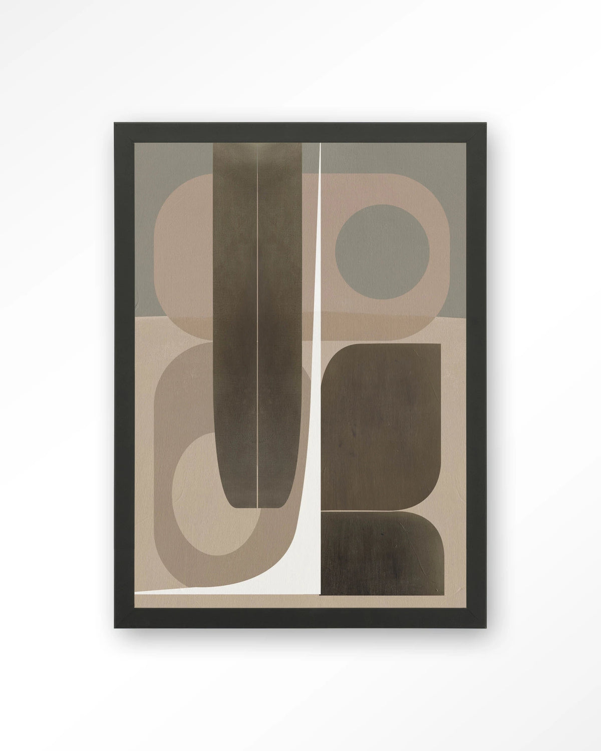 Delicate – abstract geometrisch in beige – Art print – Hout zwart