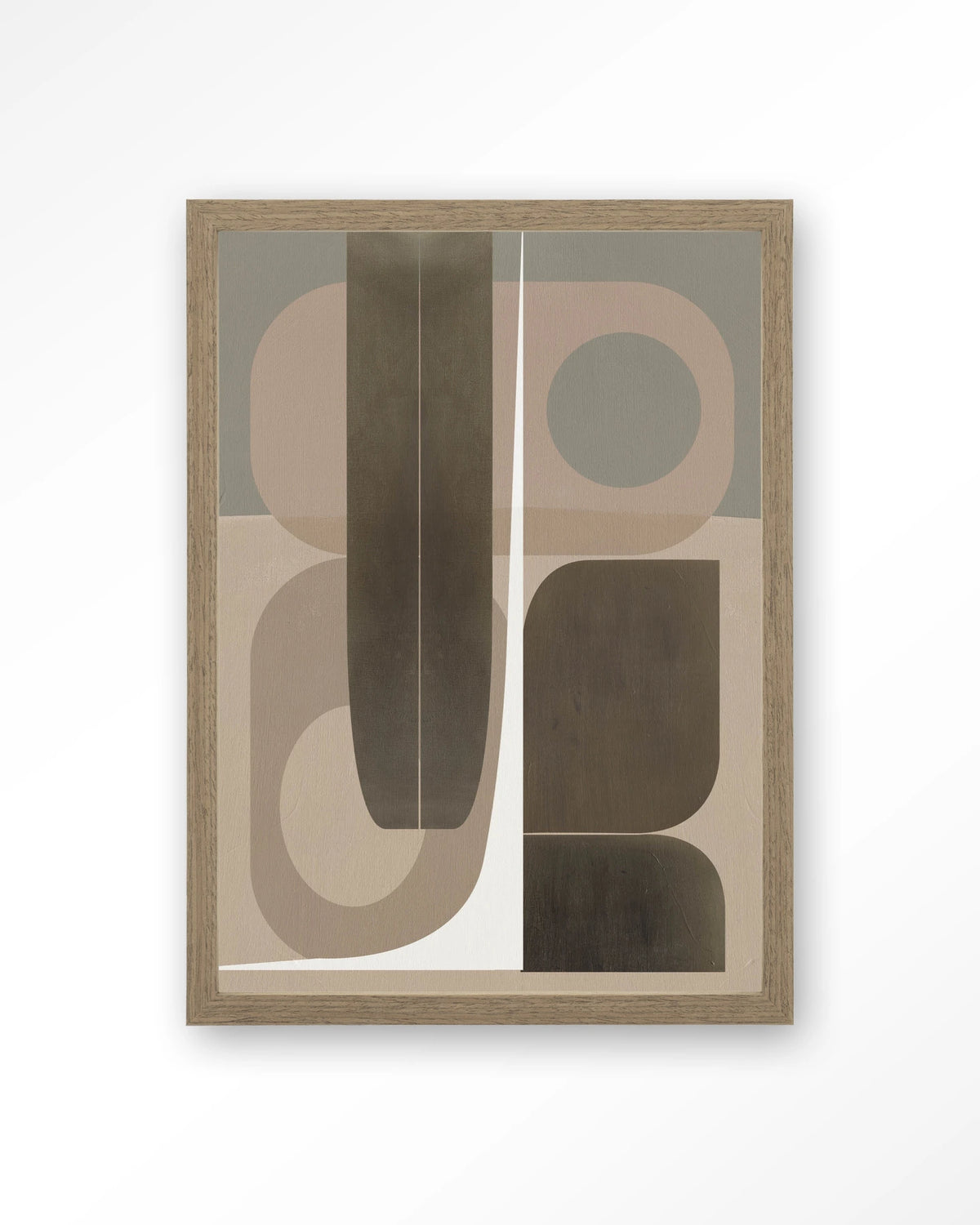 Delicate – abstract geometrisch in beige – Art print – Hout bruin