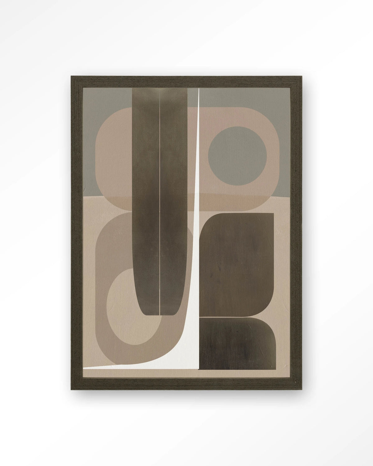 Delicate – abstract geometrisch in beige – Art print – Hout donkerbruin