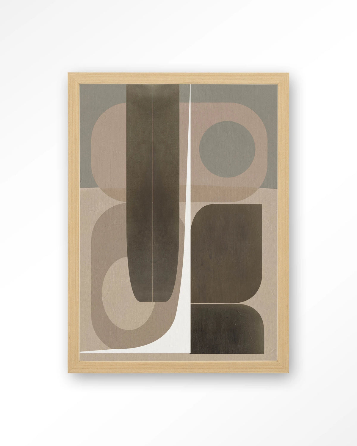 Delicate – abstract geometrisch in beige – Art print – Hout naturel