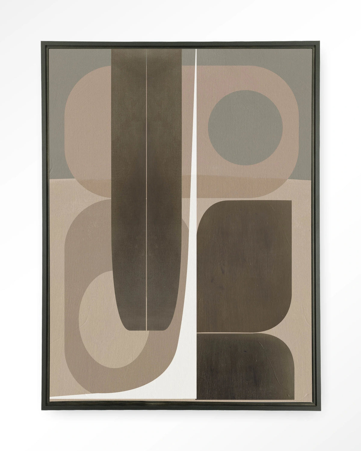 Delicate – abstract geometrisch in beige – Wandkleed – Floating frame – zwart