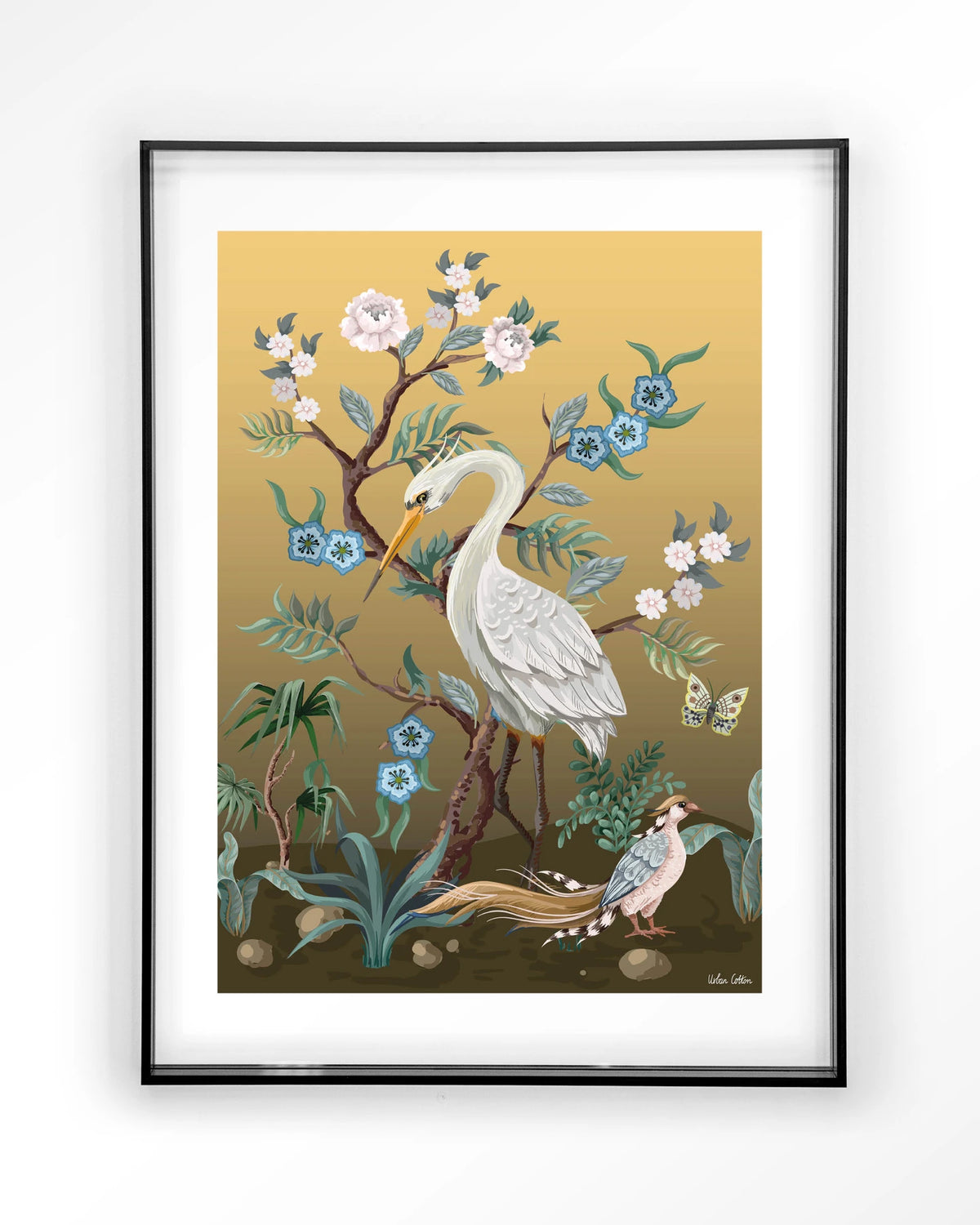 Birds – reiger en fazant in chinoiserie-stijl – Art print – Acryl zwart