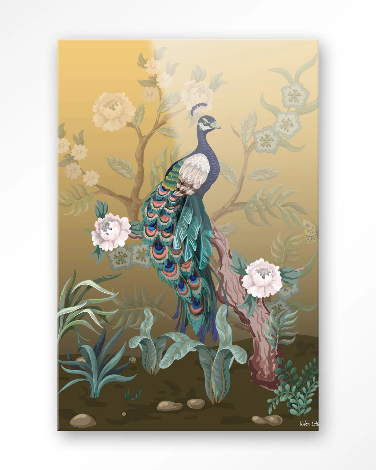 Peacock – pauw in chinoiserie-stijl – Glas – Blinde montage