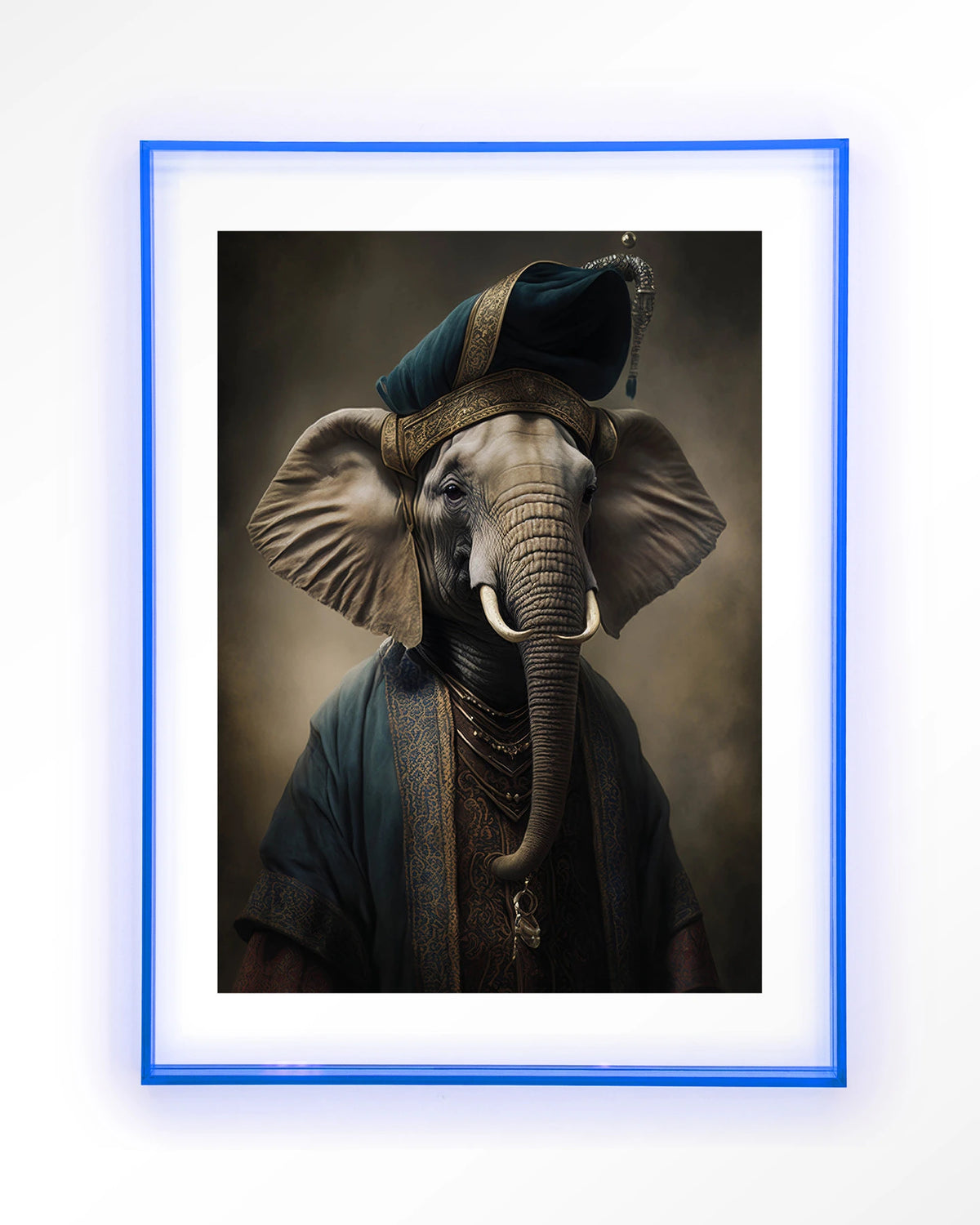 Elephant – olifant in kostuum – Art print – Acryl lichtblauw