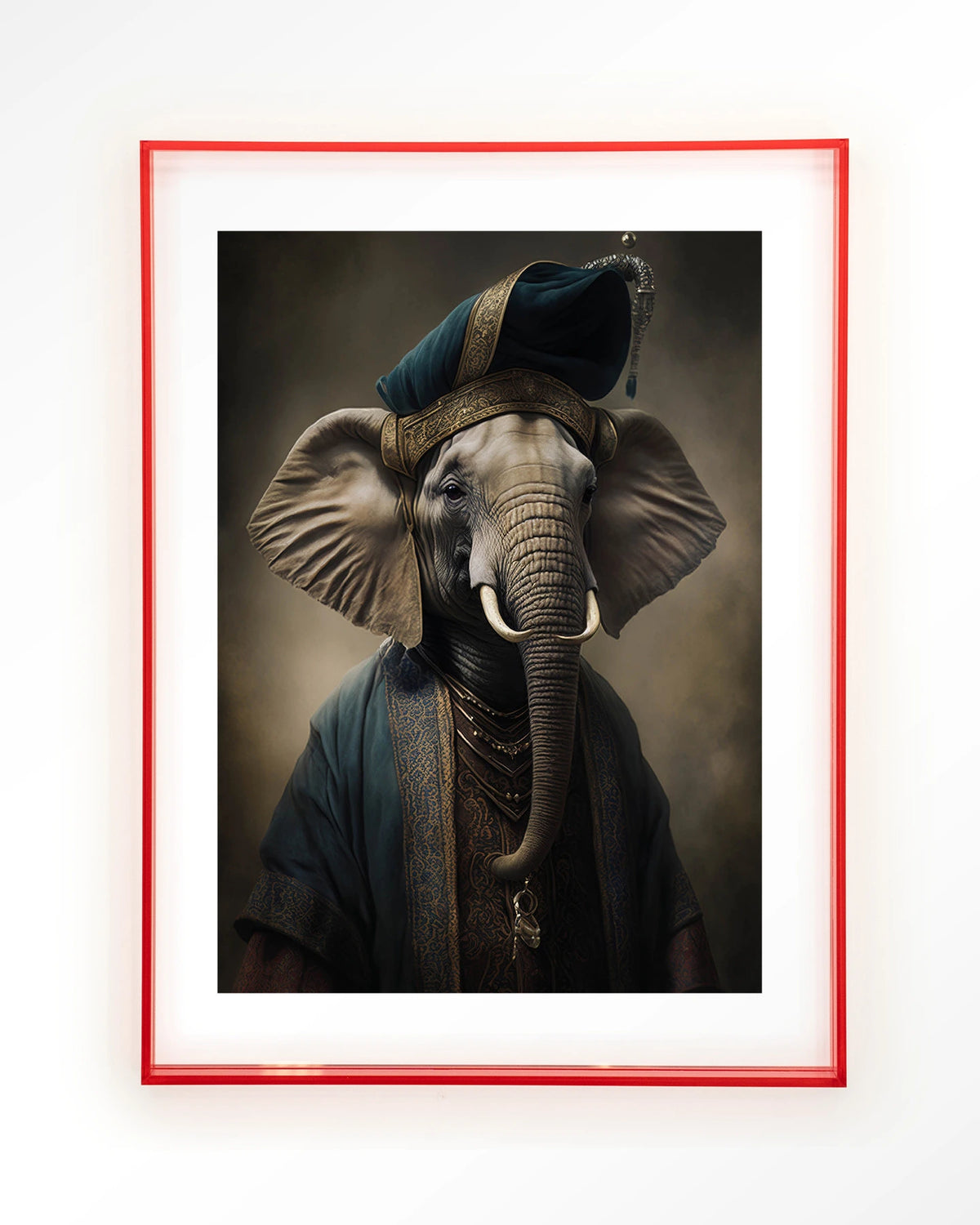 Elephant – olifant in kostuum – Art print – Acryl roze