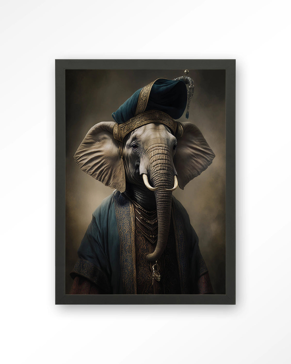 Elephant – olifant in kostuum – Art print – Hout zwart