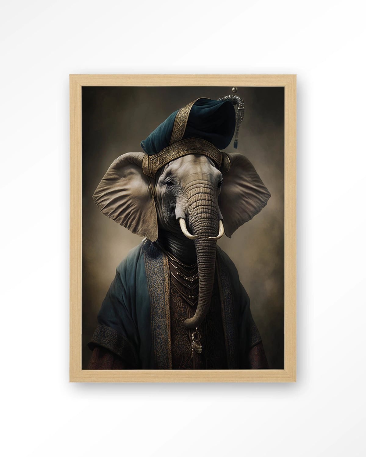 Elephant – olifant in kostuum – Art print – Hout naturel