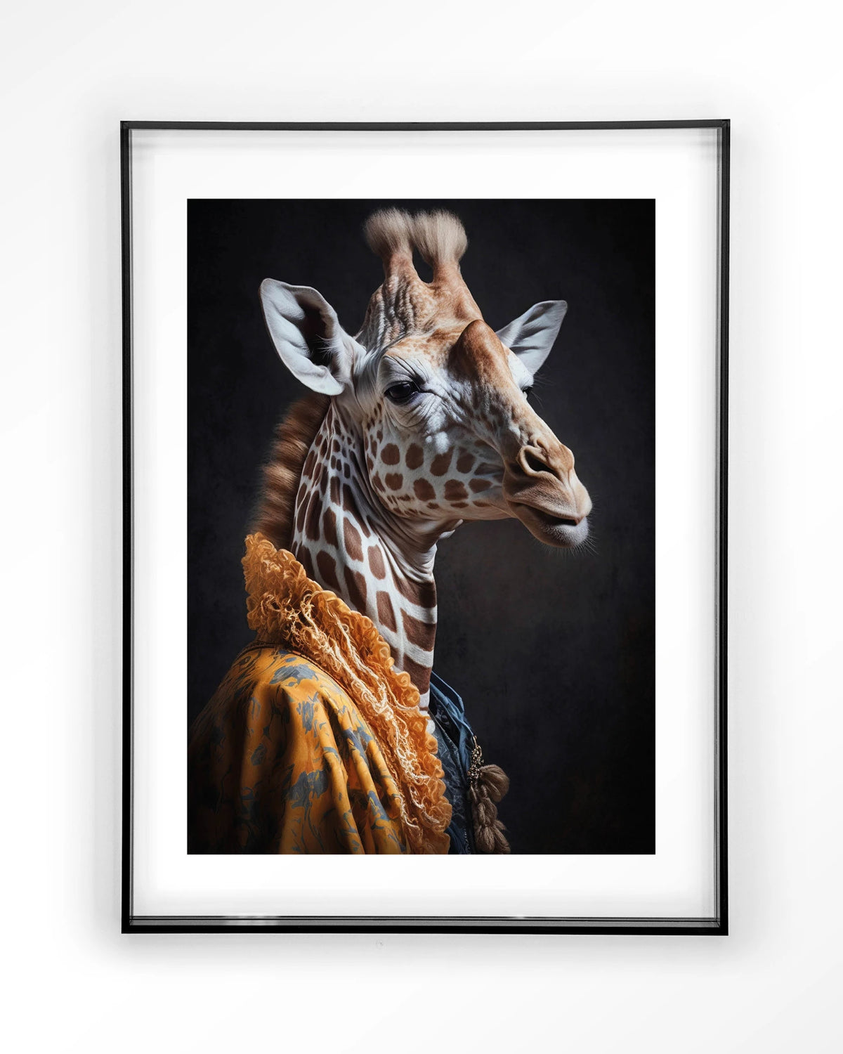 Giraffe – giraffe in kleurrijke jas – Art print – Acryl zwart
