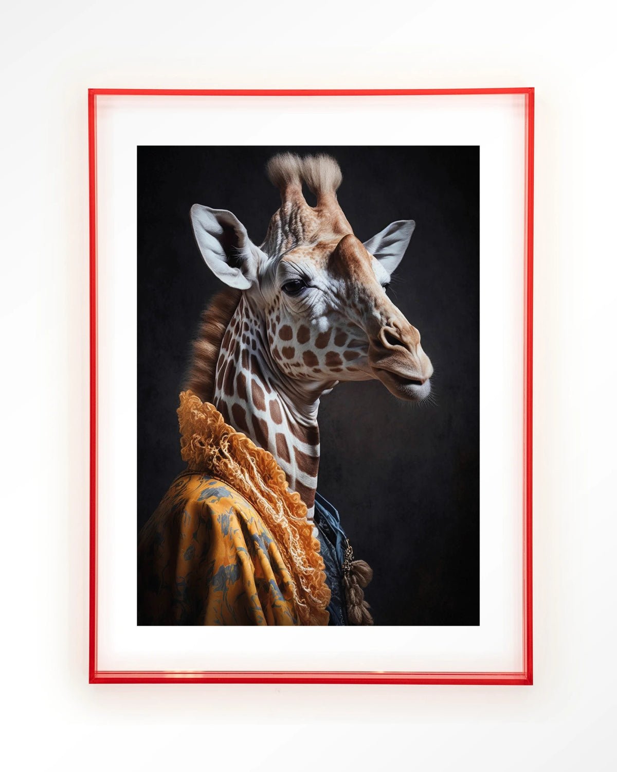 Giraffe – giraffe in kleurrijke jas – Art print – Acryl roze