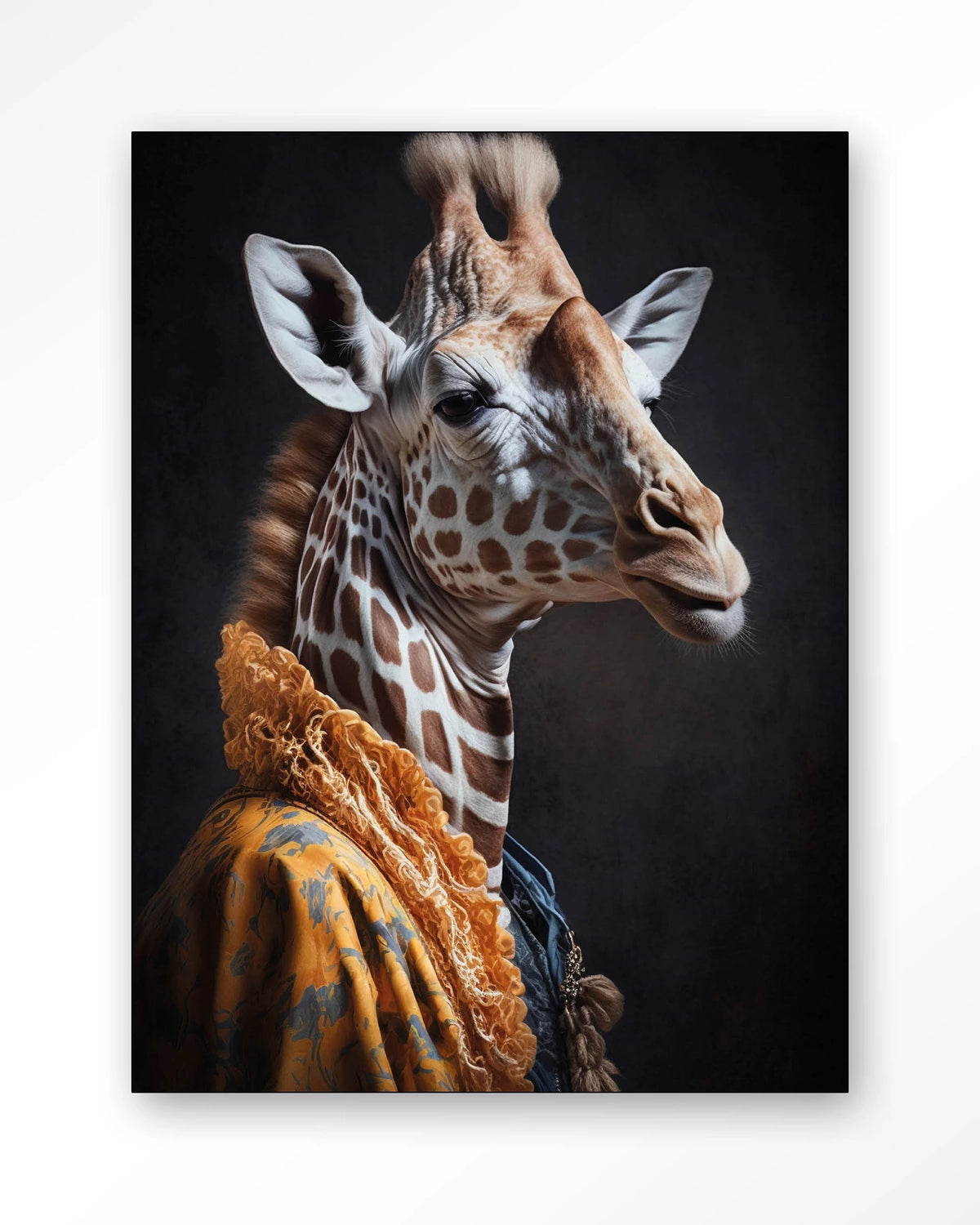 Giraffe – giraffe in kleurrijke jas – Wandkleed – Frame – zwart
