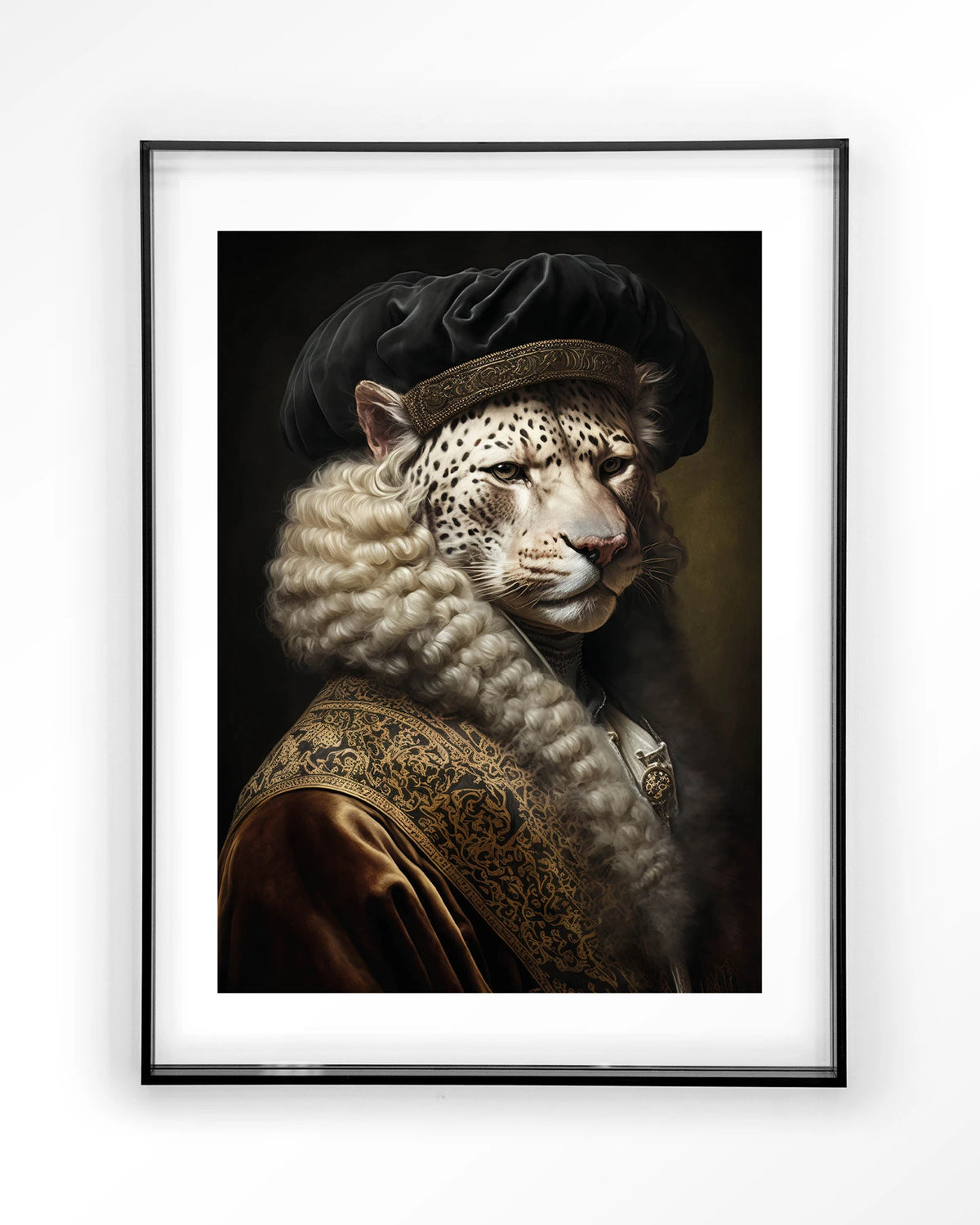 Snow Leopard – sneeuwluipaard in klassiek portret – Art print – Acryl zwart