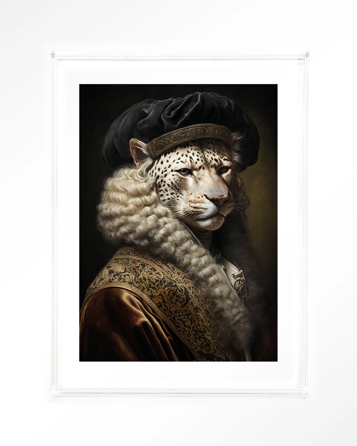 Snow Leopard – sneeuwluipaard in klassiek portret – Art print – Acryl doorzichtig