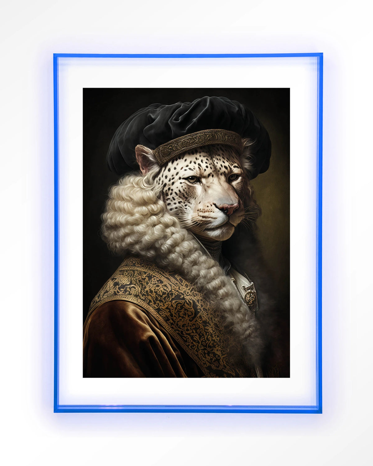 Snow Leopard – sneeuwluipaard in klassiek portret – Art print – Acryl lichtblauw