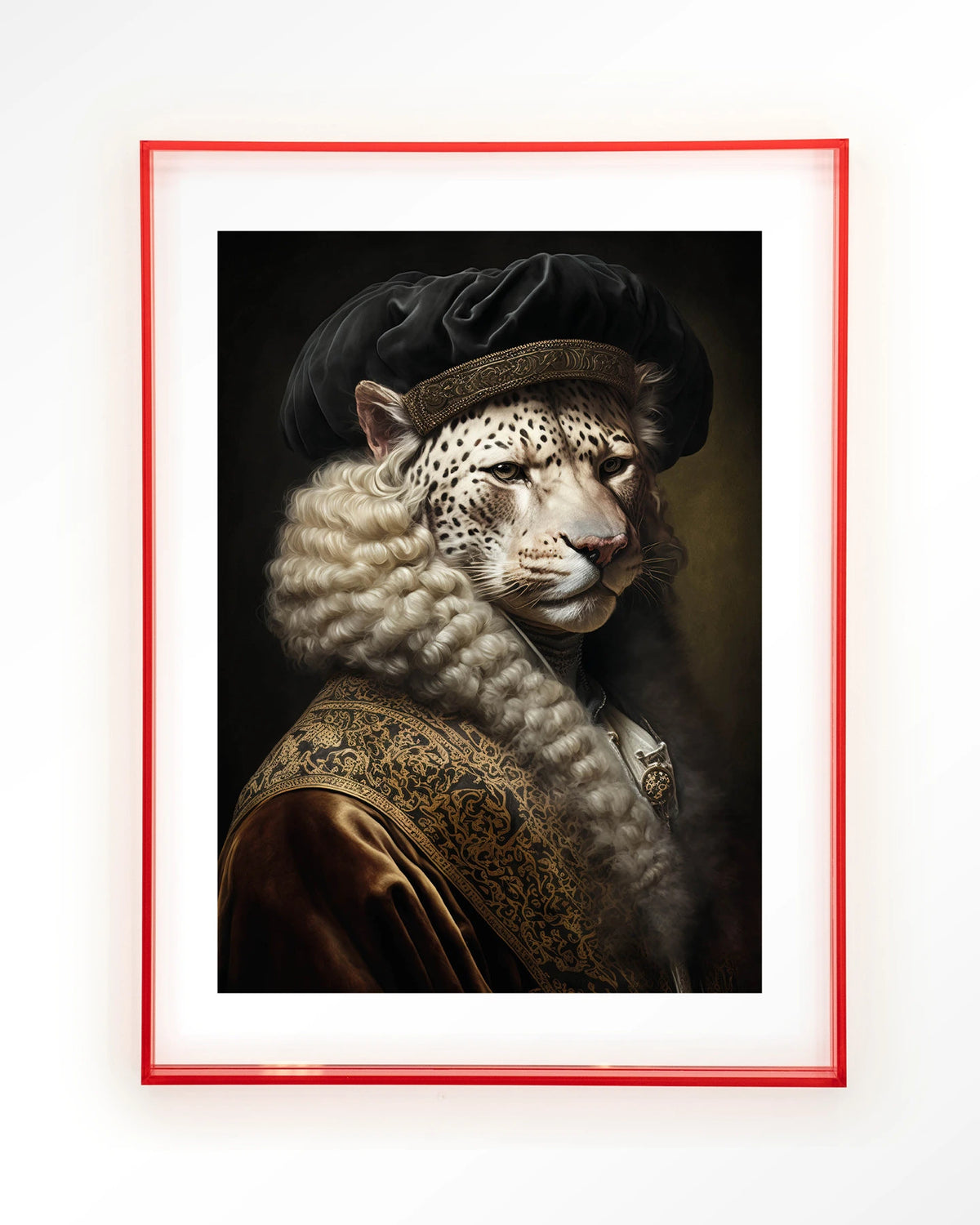 Snow Leopard – sneeuwluipaard in klassiek portret – Art print – Acryl roze