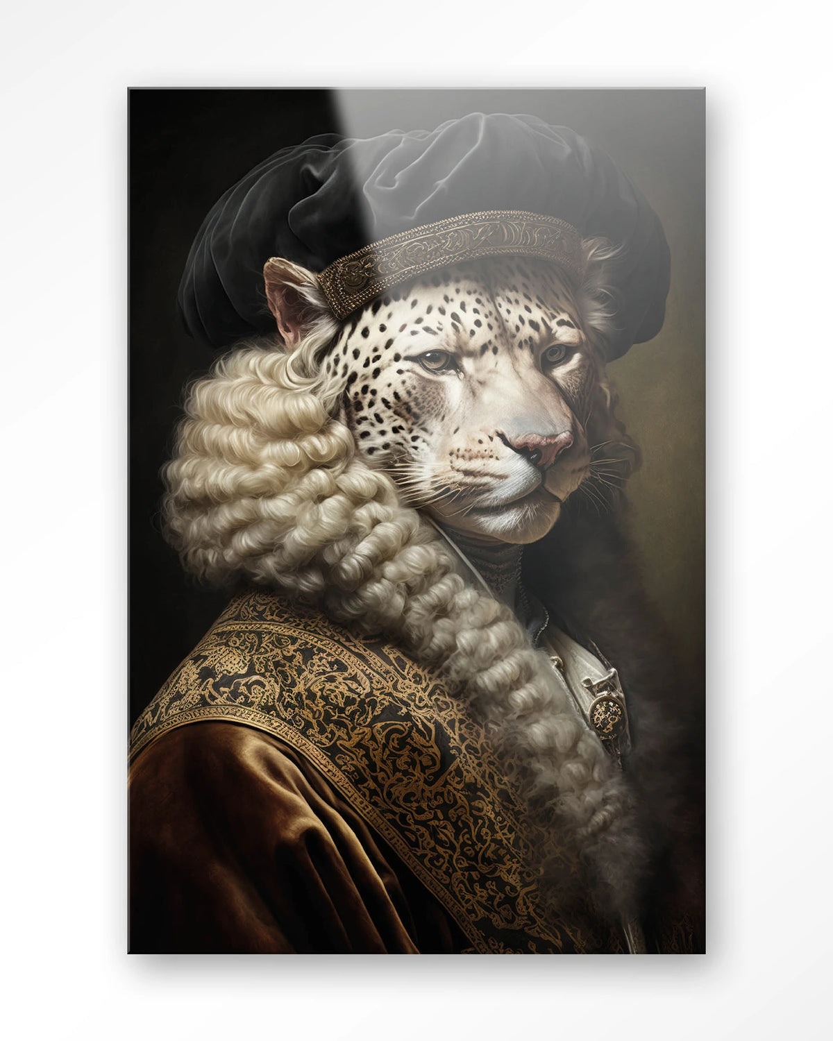 Snow Leopard – sneeuwluipaard in klassiek portret – Glas – Blinde montage