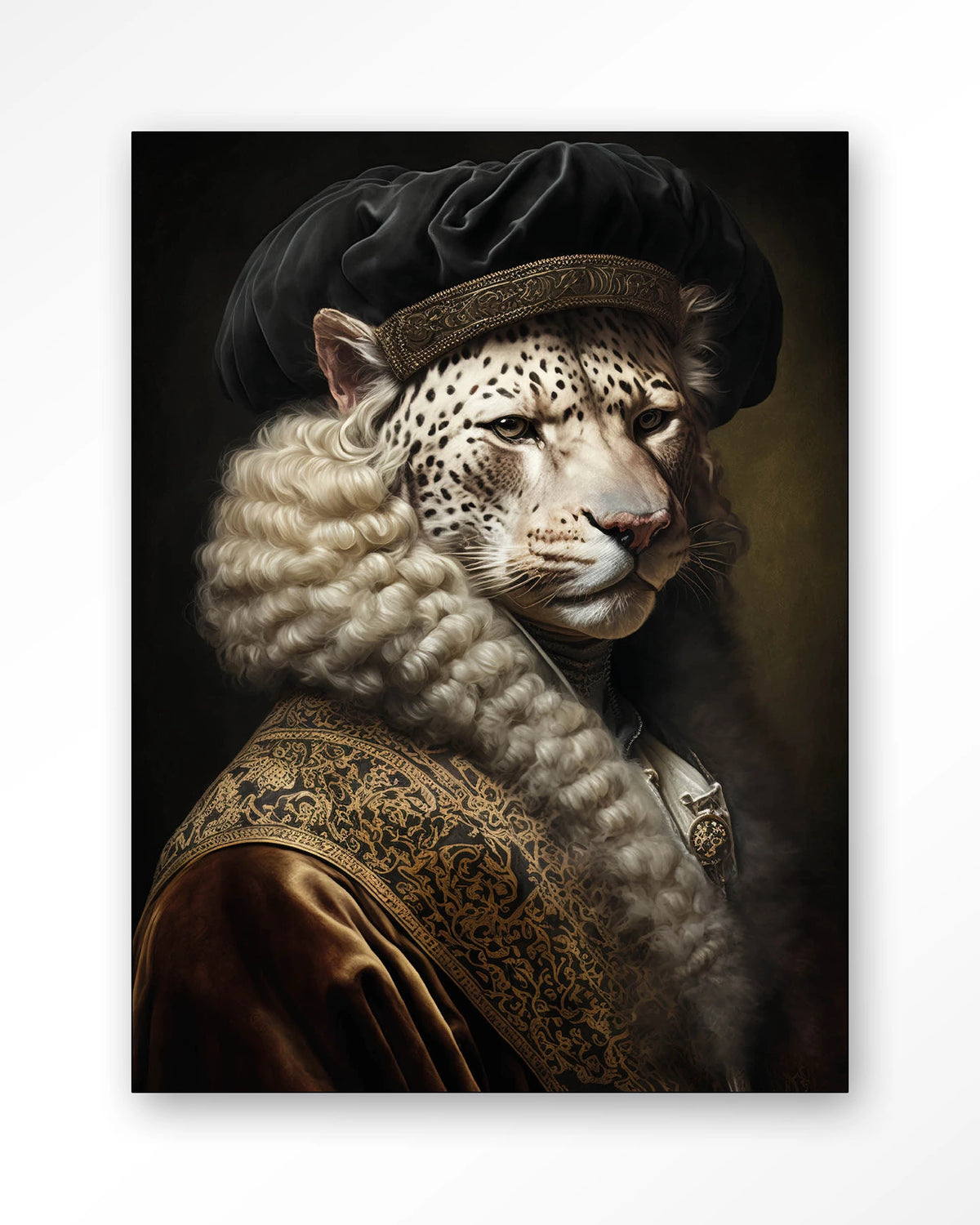 Snow Leopard – sneeuwluipaard in klassiek portret – Wandkleed – Frame – zwart