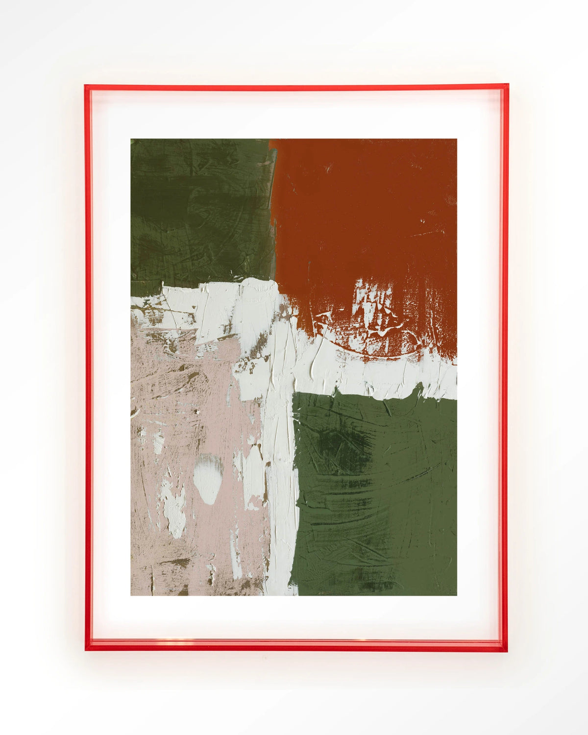 Artistic Chaos – abstract in groen en terracotta – Art print – Acryl roze