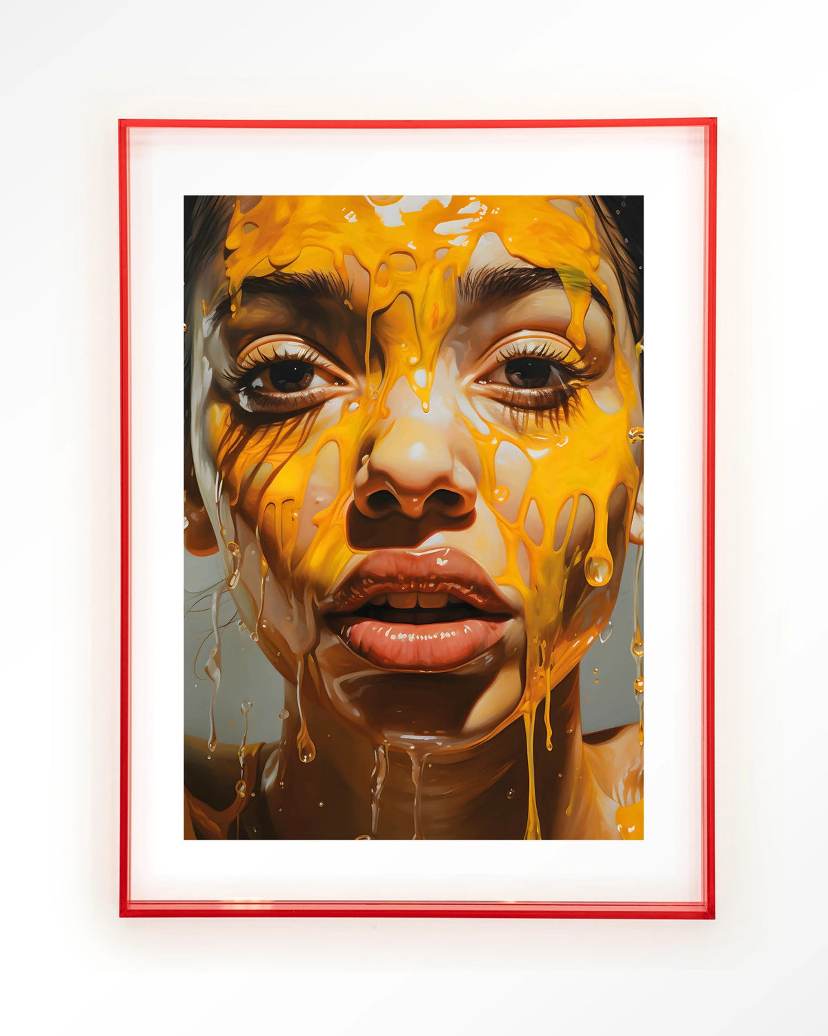 Honey – portret met honing – Art print – Acryl roze