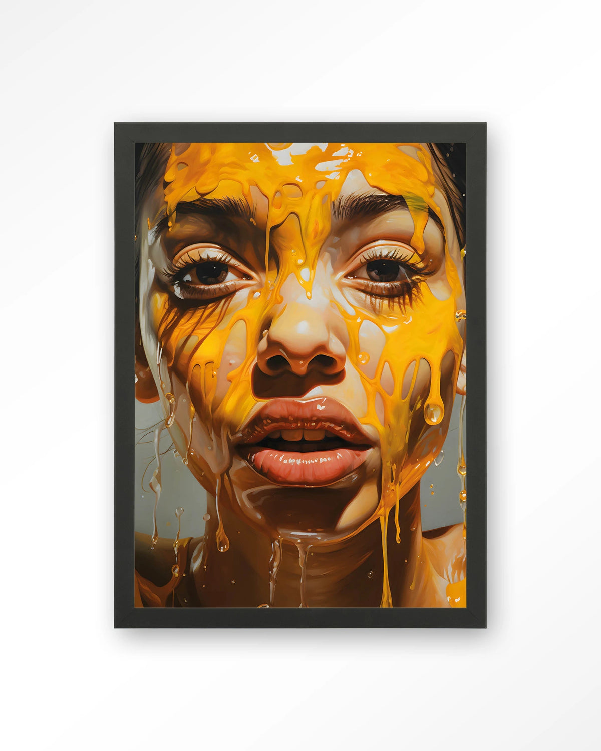 Honey – portret met honing – Art print – Hout zwart