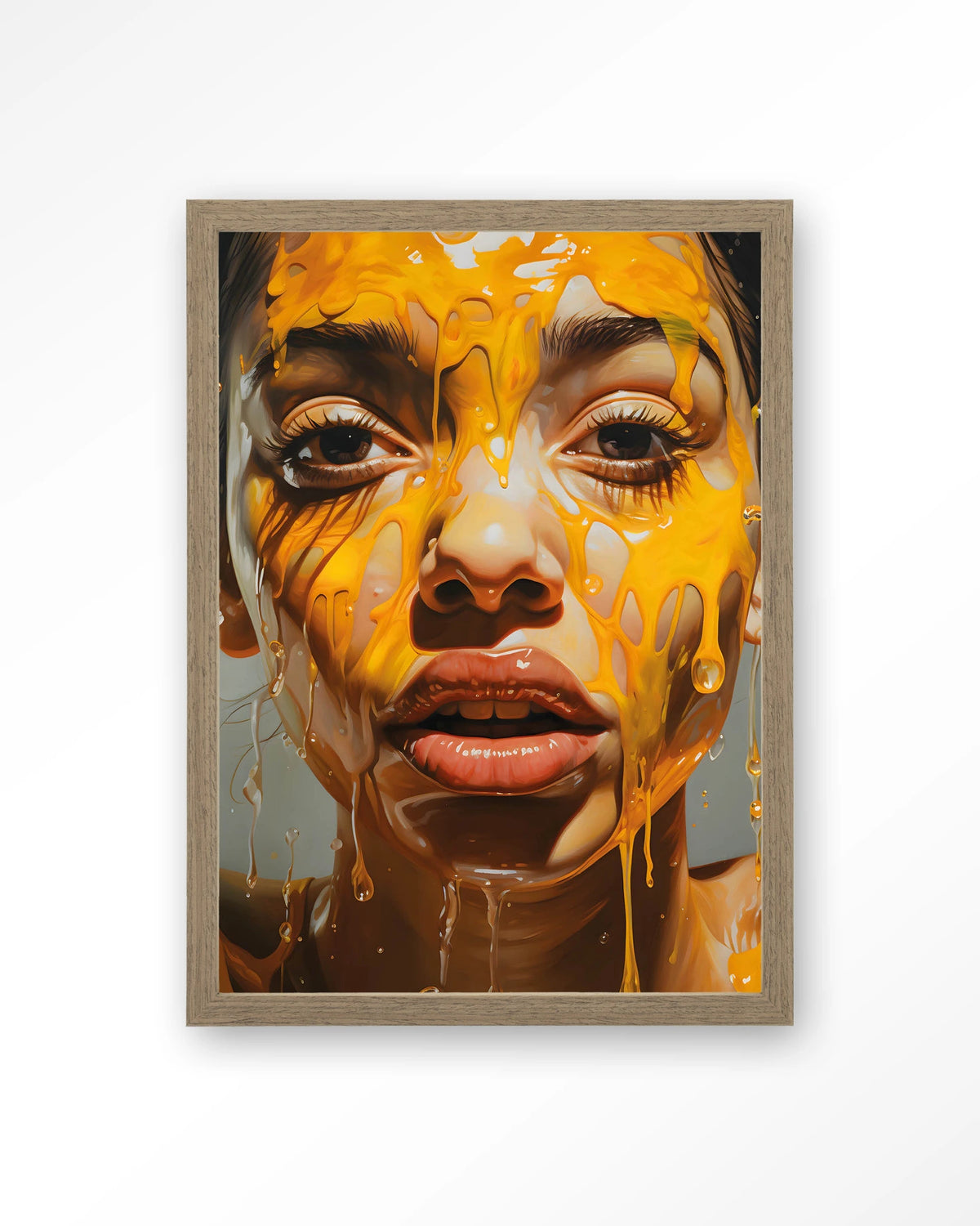 Honey – portret met honing – Art print – Hout bruin
