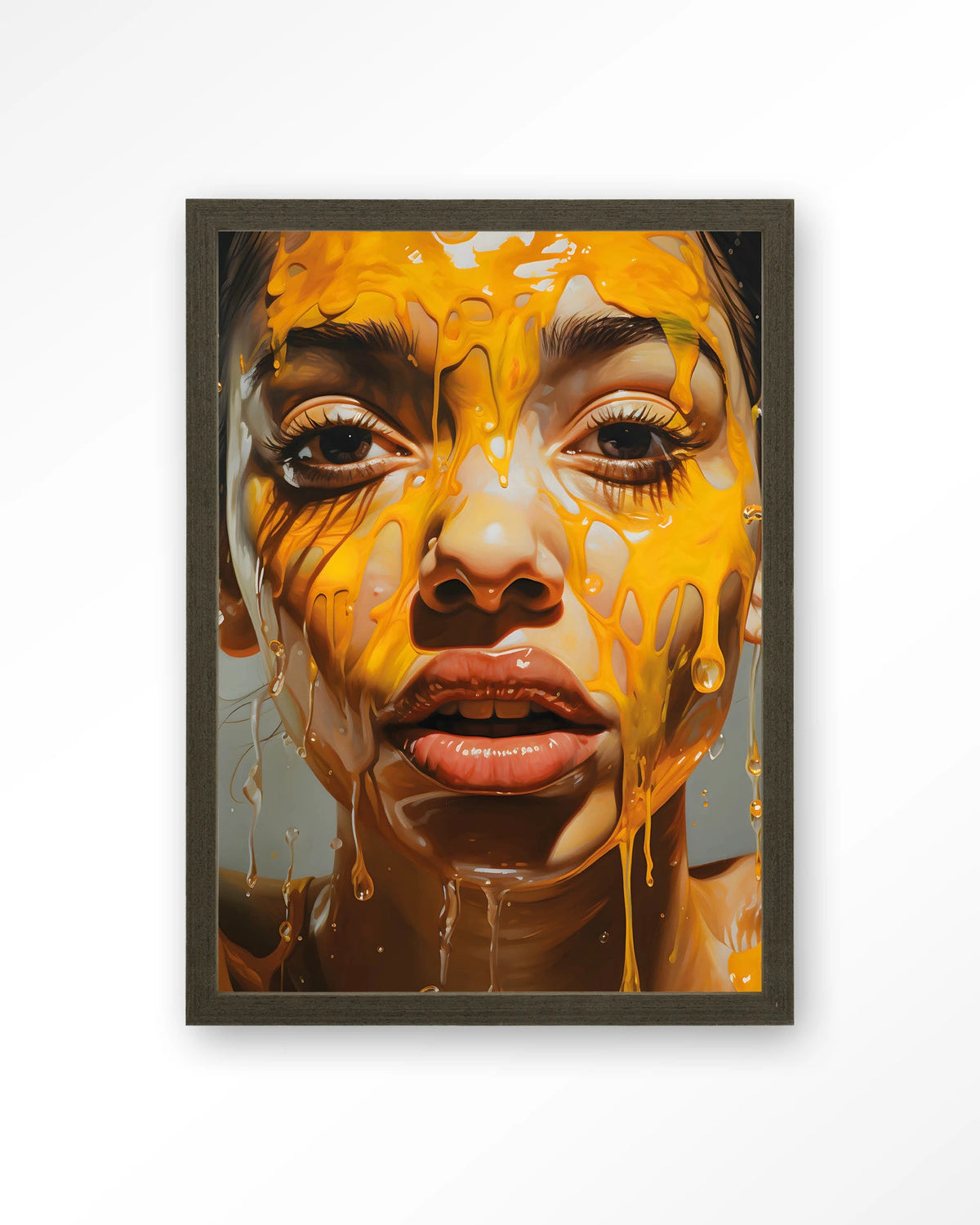 Honey – portret met honing – Art print – Hout donkerbruin