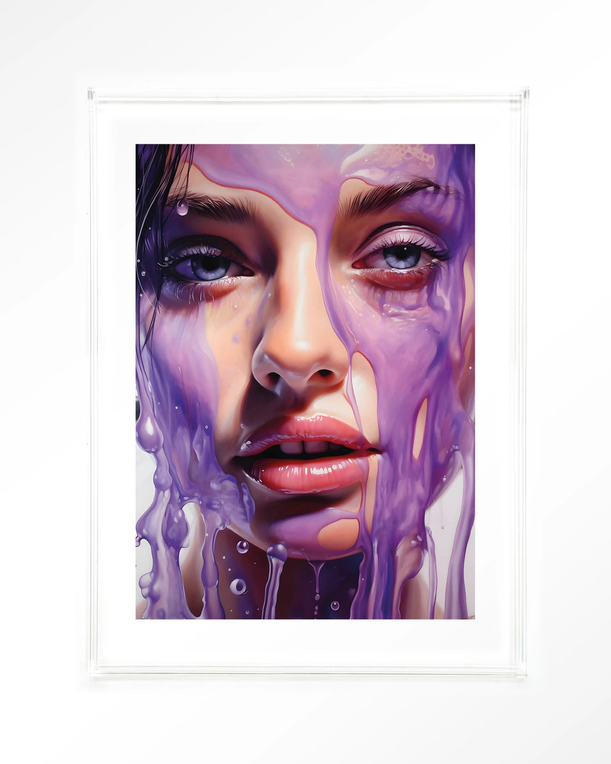 Silver – portret van vrouw in paars – Art print – Acryl doorzichtig