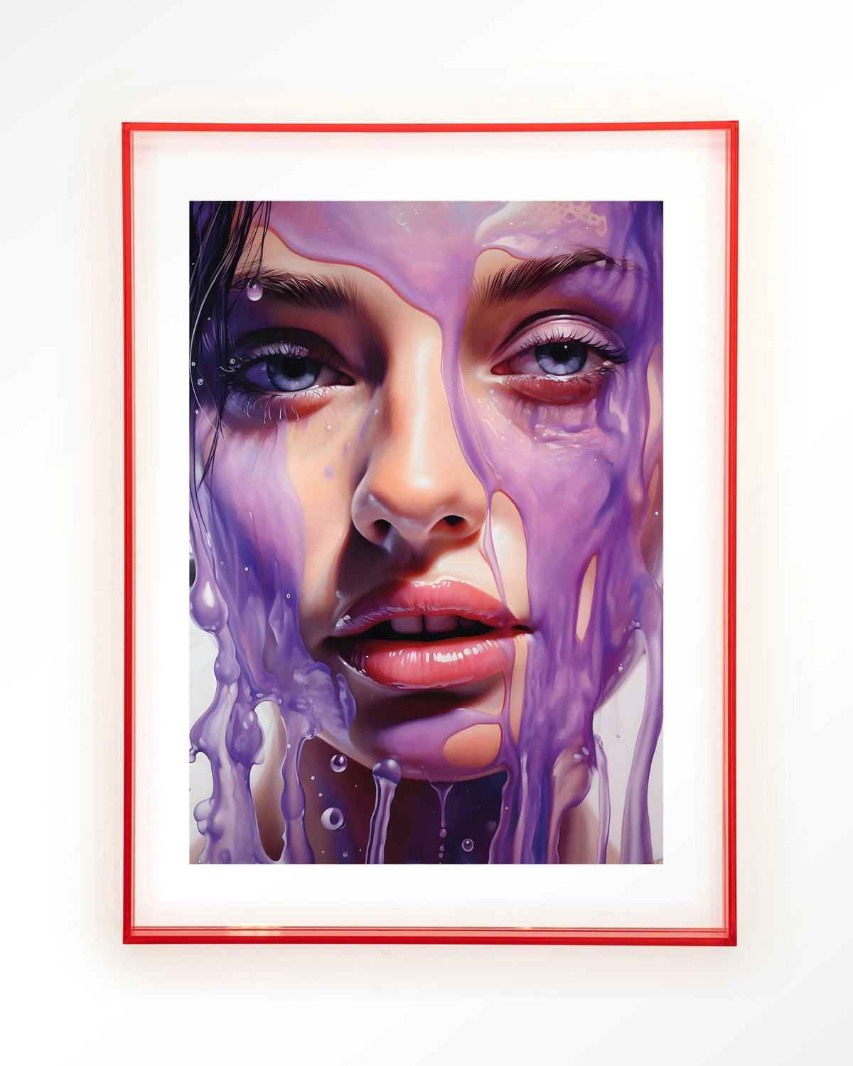 Silver – portret van vrouw in paars – Art print – Acryl roze