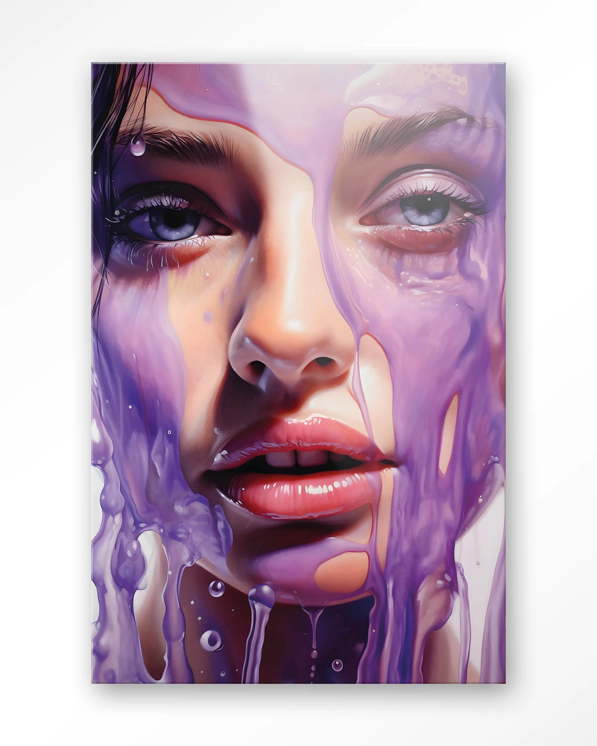 Silver – portret van vrouw in paars – Glas – Blinde montage
