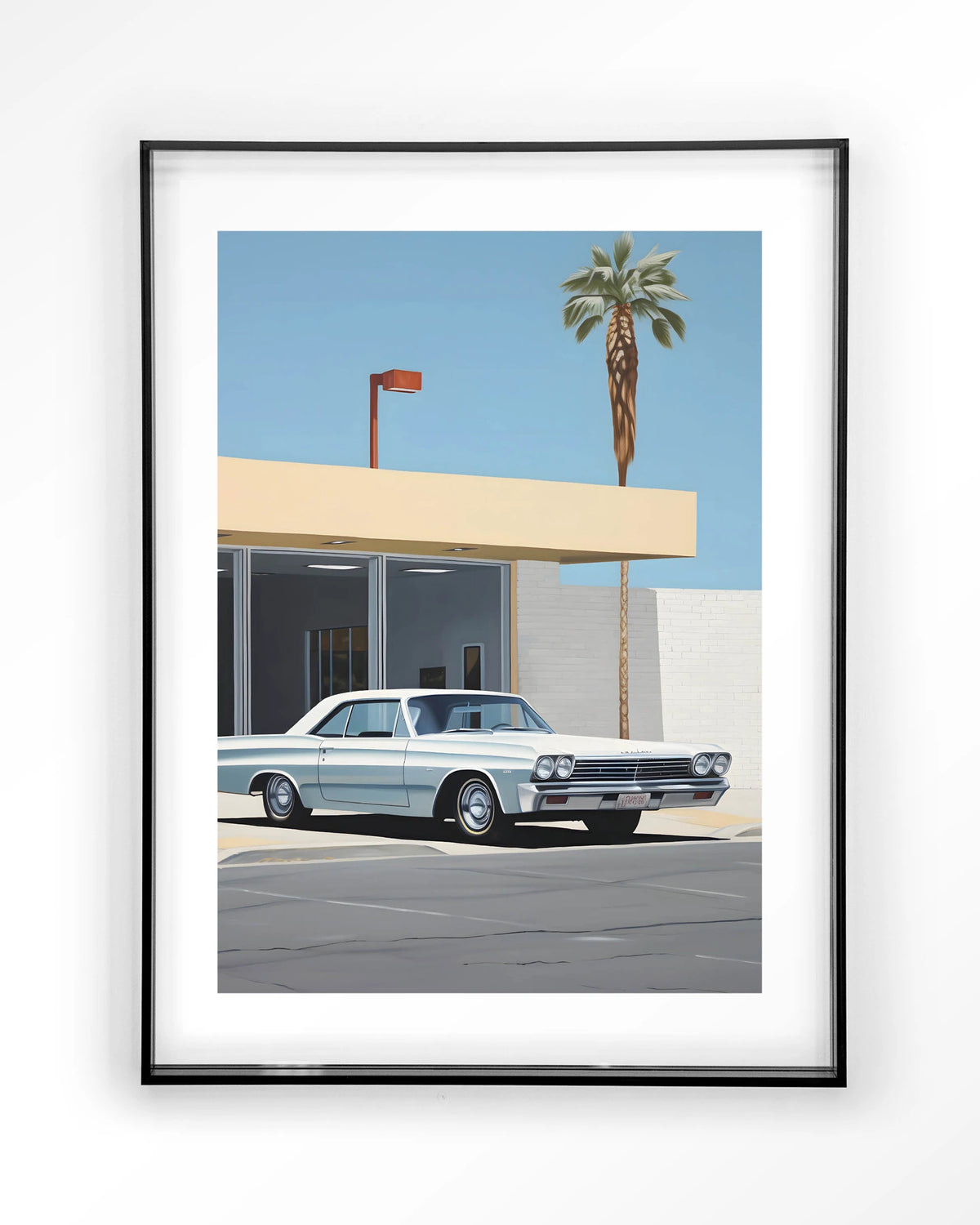 Vice – klassieke auto bij palmboom – Art print – Acryl zwart
