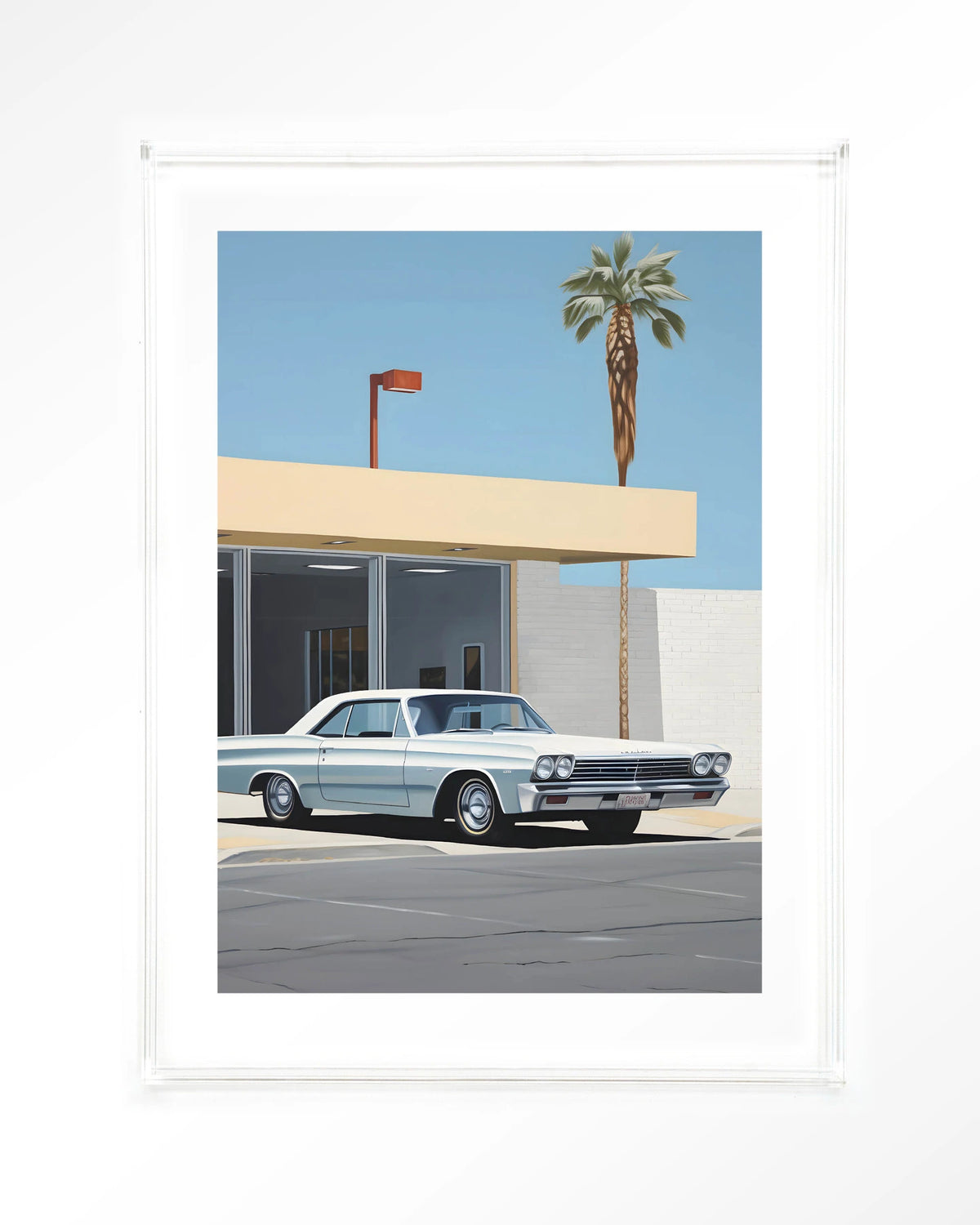Vice – klassieke auto bij palmboom – Art print – Acryl doorzichtig