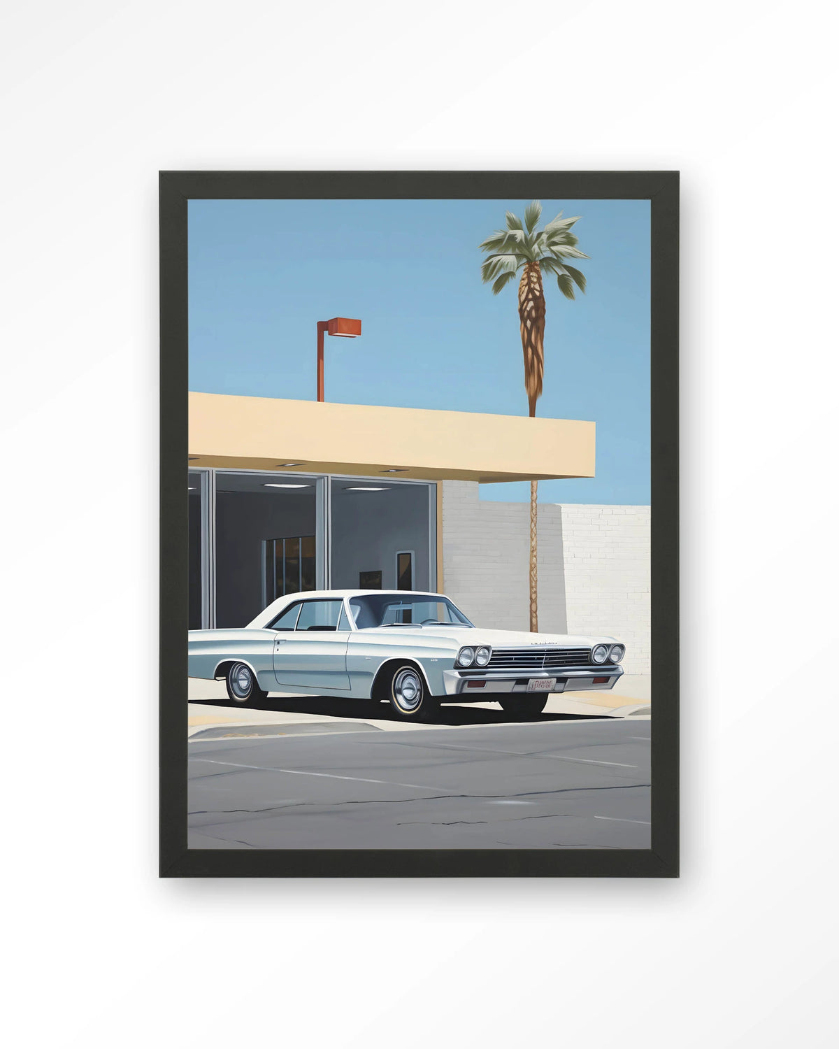 Vice – klassieke auto bij palmboom – Art print – Hout zwart