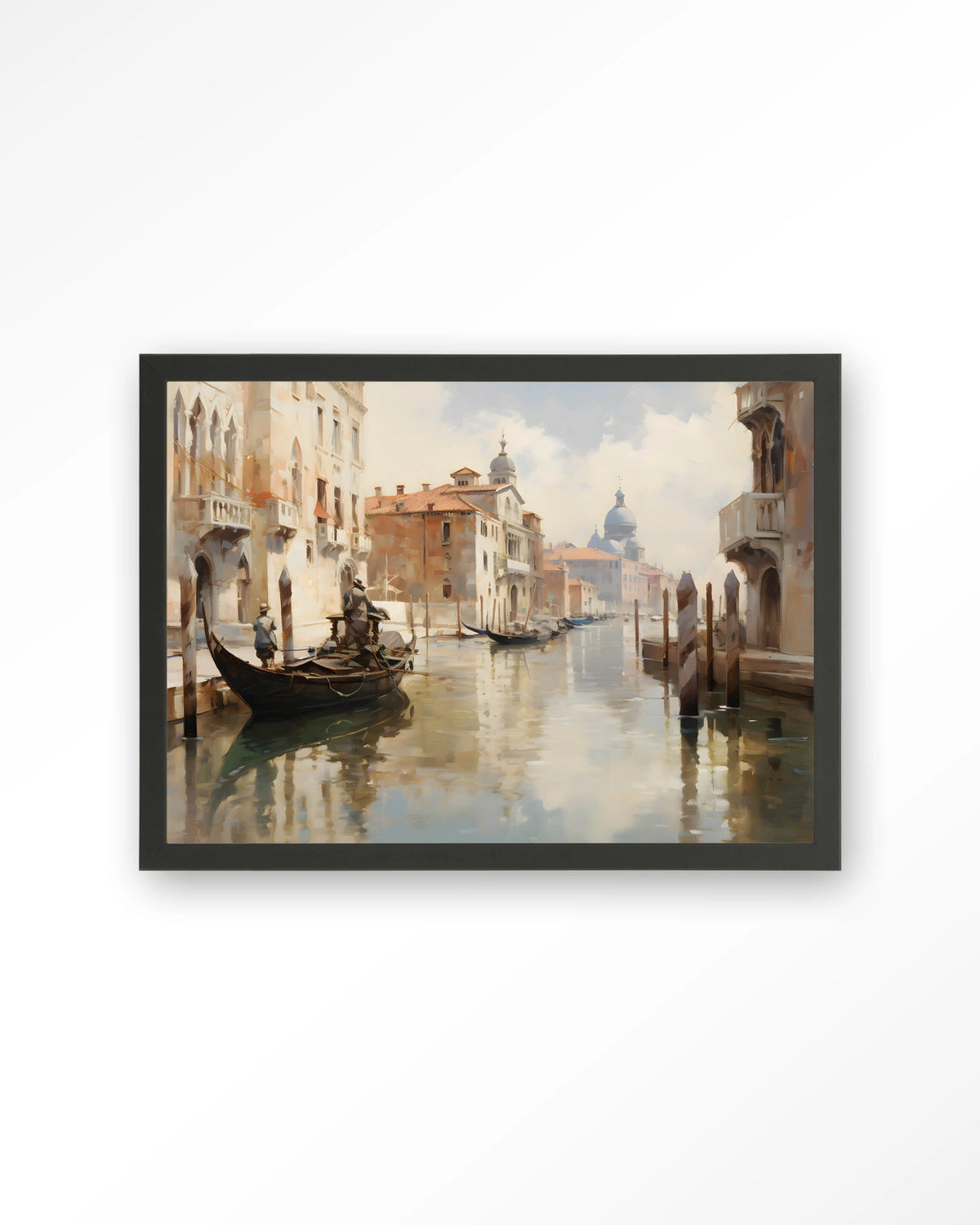 Venice – venetiaanse gracht met gondel – Art print – Hout zwart