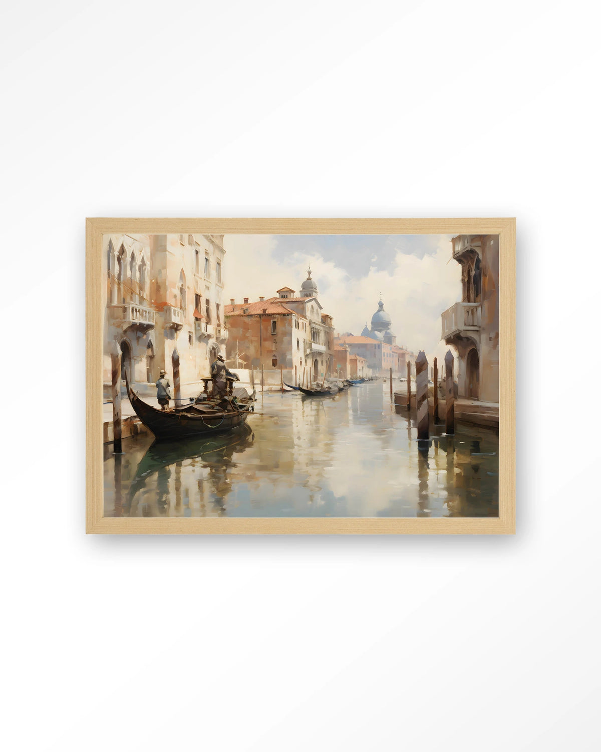Venice – venetiaanse gracht met gondel – Art print – Hout naturel