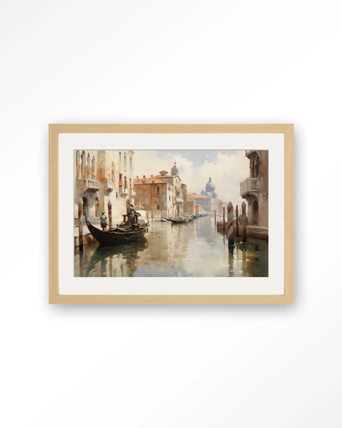 Venice – venetiaanse gracht met gondel – Art print – Hout naturel + passe-partout