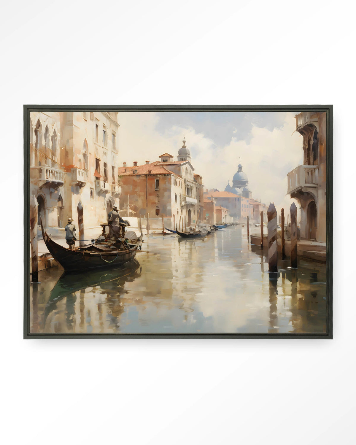 Venice – venetiaanse gracht met gondel – Wandkleed – Floating frame – zwart