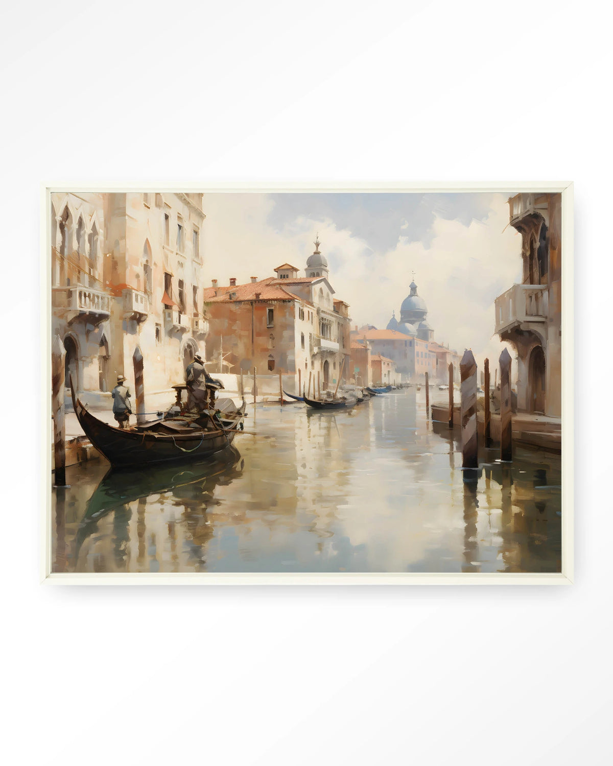 Venice – venetiaanse gracht met gondel – Wandkleed – Floating frame – wit