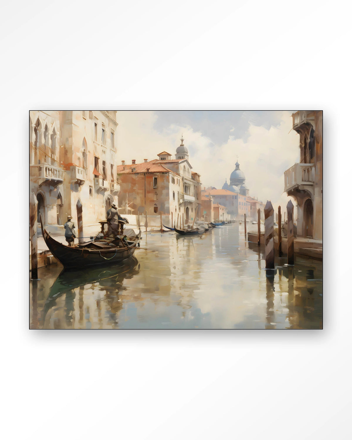 Venice – venetiaanse gracht met gondel – Wandkleed – Frame – zwart