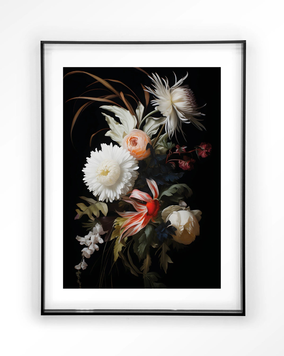 Flower selection – bloemen op zwarte achtergrond – Art print – Acryl zwart