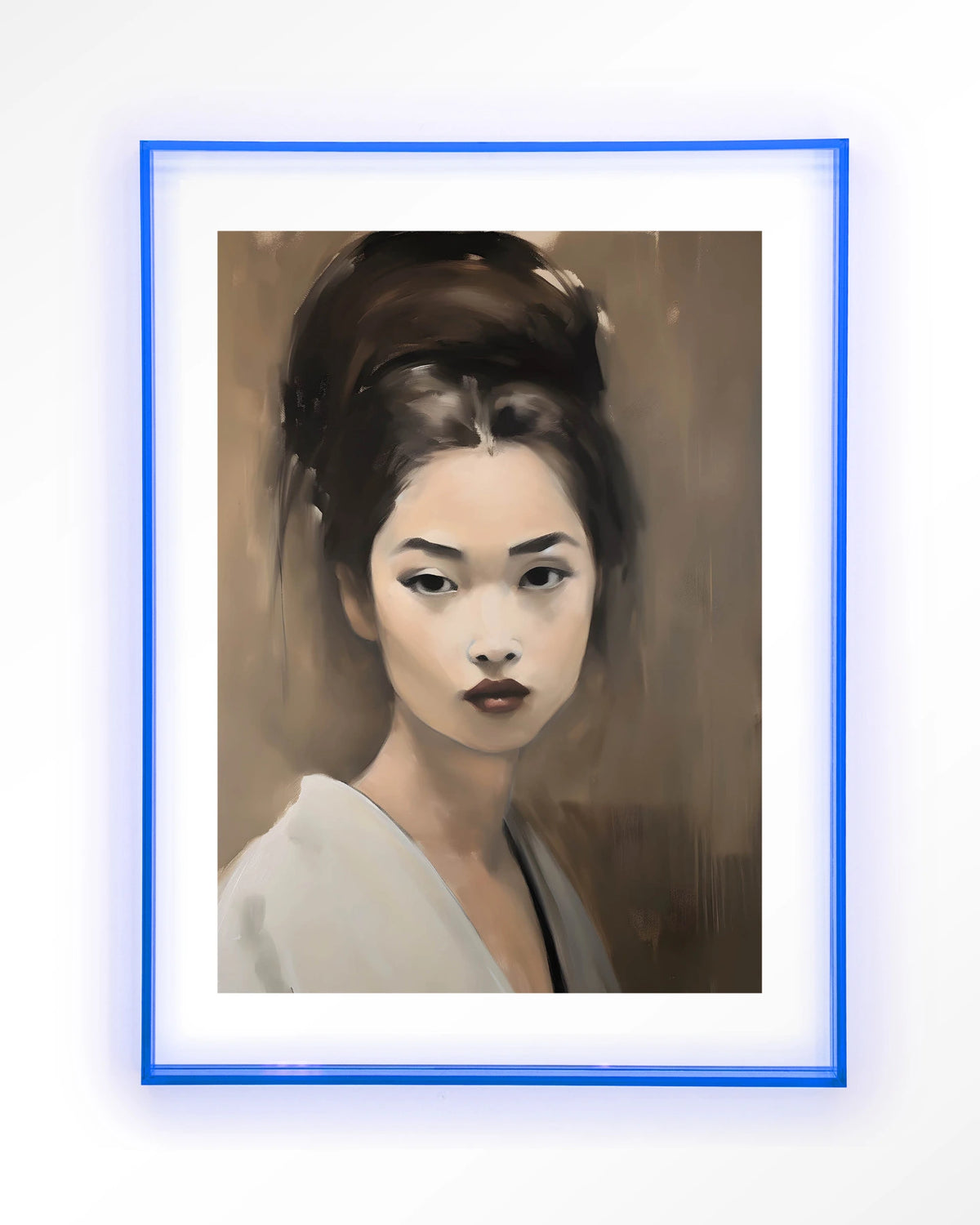 Adakachi – portret van een Aziatische vrouw – Art print – Acryl lichtblauw