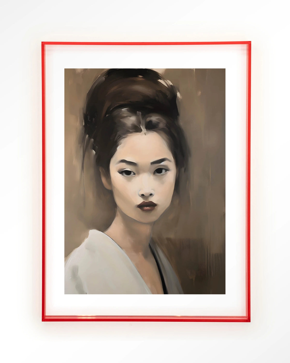 Adakachi – portret van een Aziatische vrouw – Art print – Acryl roze