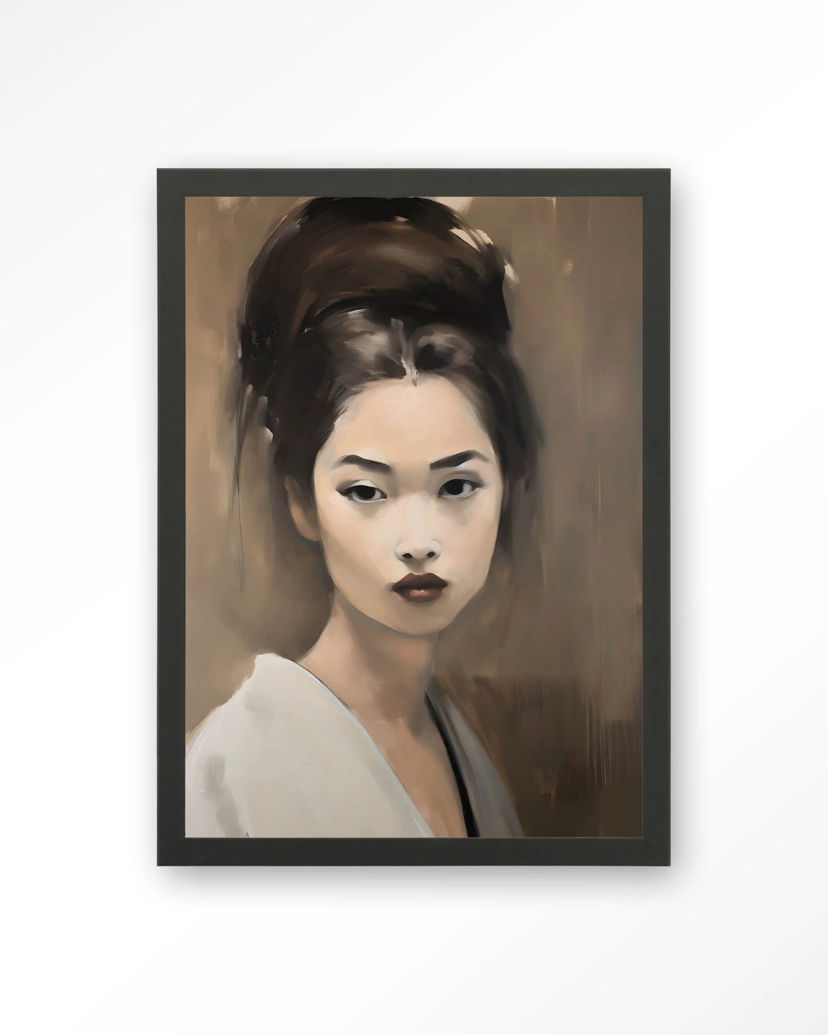 Adakachi – portret van een Aziatische vrouw – Art print – Hout zwart