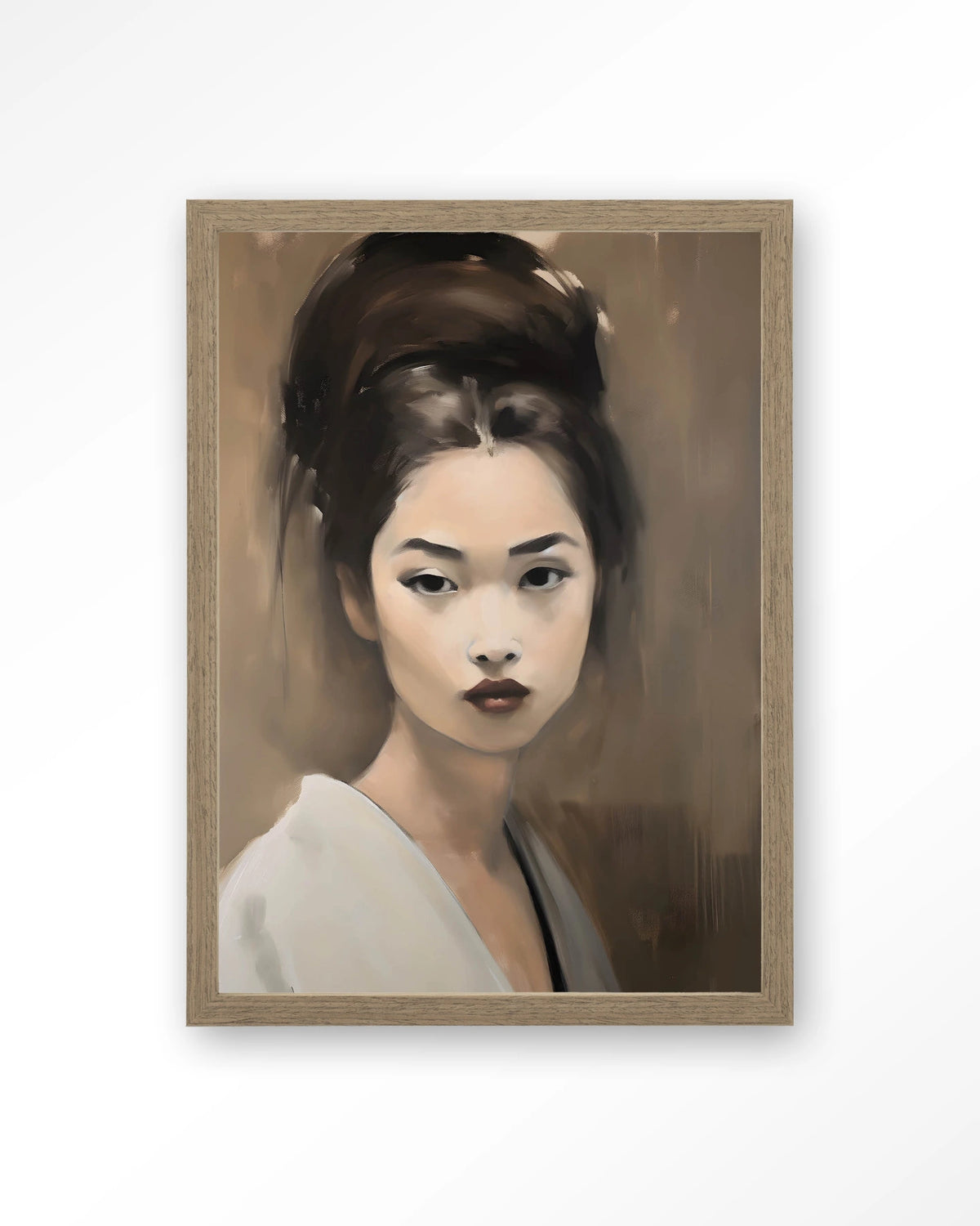 Adakachi – portret van een Aziatische vrouw – Art print – Hout bruin