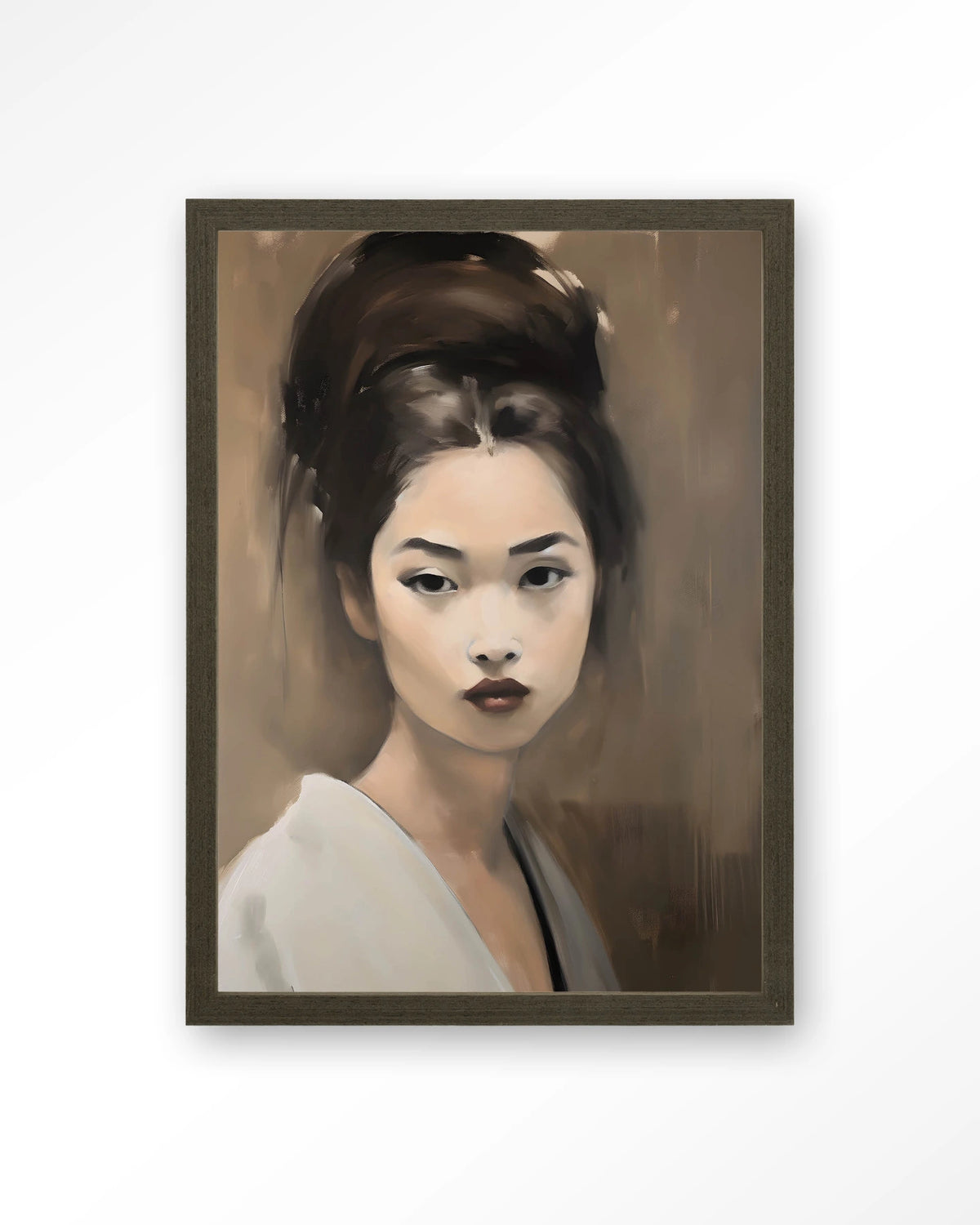 Adakachi – portret van een Aziatische vrouw – Art print – Hout donkerbruin